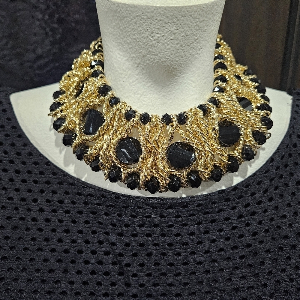 Kaymen Jewelry Gold-Plated Copper Chains Crystal Stone Knit Choker Necklace - Picture 7 of 7